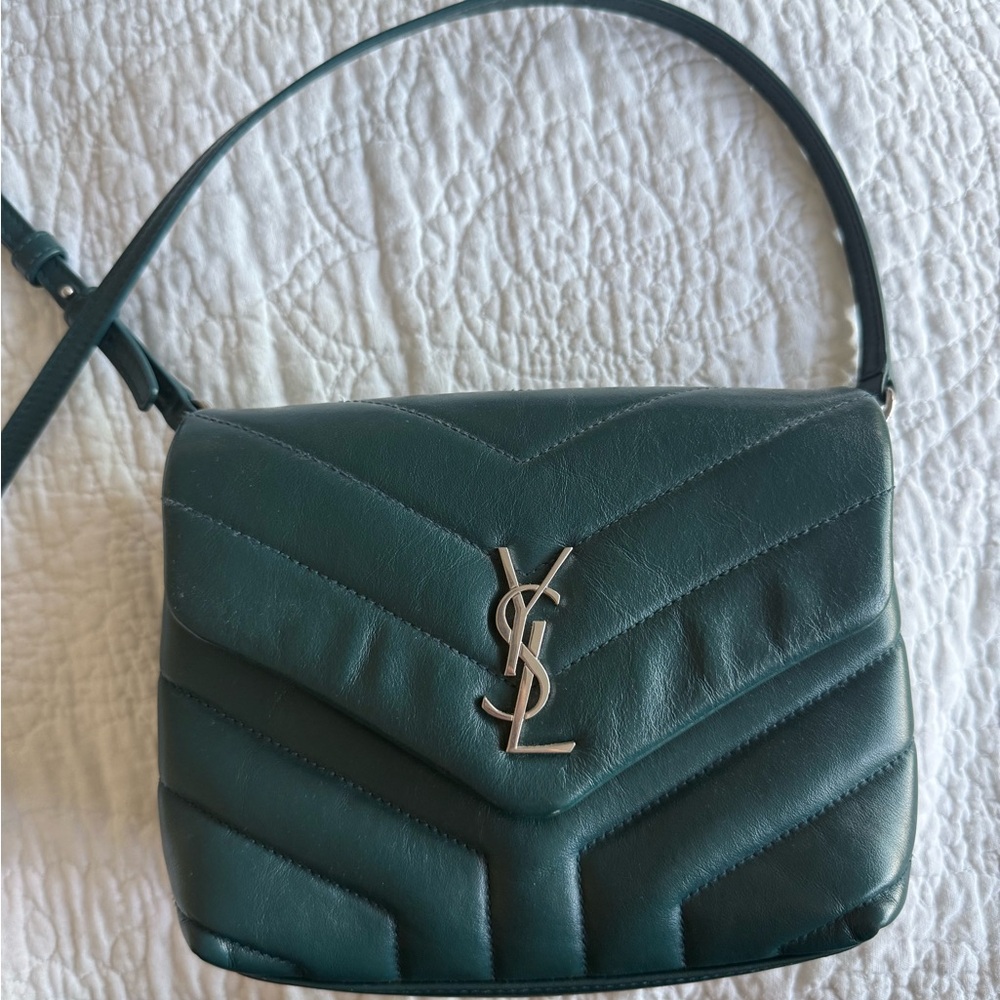 Yves Saint Laurent Dark Green Quilted Crossbody Bag